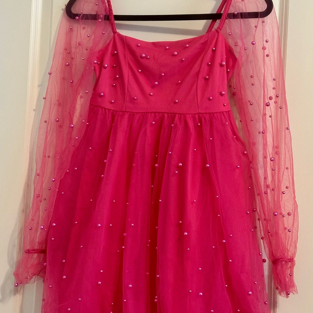 Elegant Pink Beaded Formal Dress